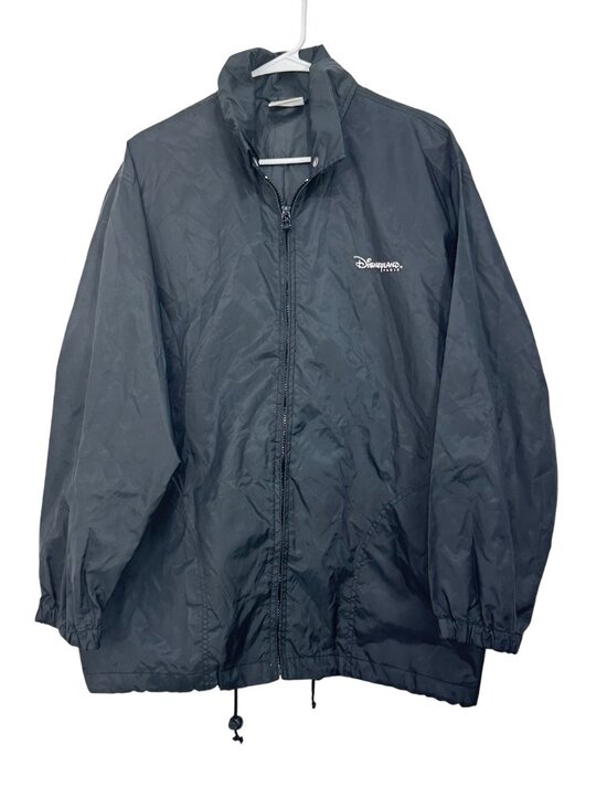 Disneyland Paris Vintage Black Windbreaker Jacket S/M With Hood & Drawstring Hem - Picture 1 of 12